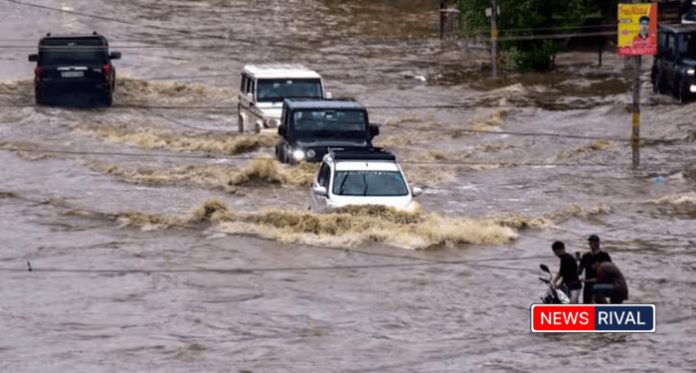राजस्थान के जालौर में मूसलाधार बारिश के बाद जलभराव